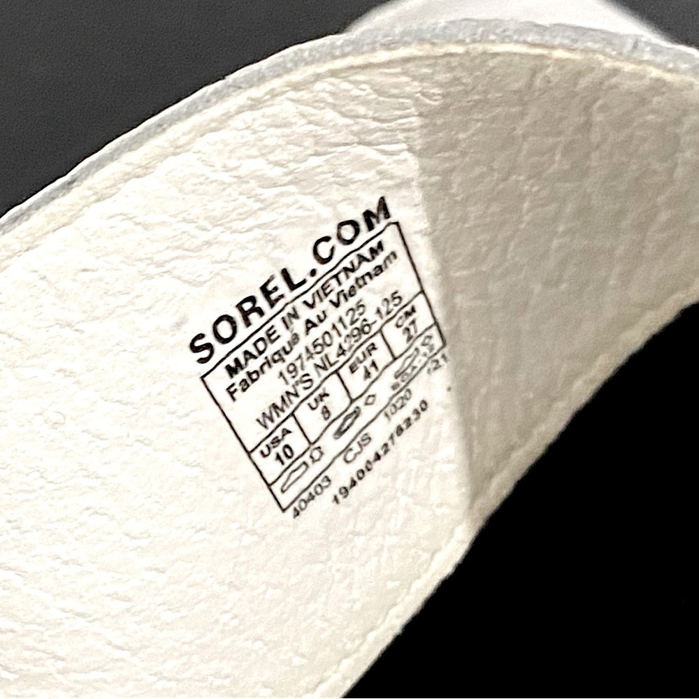 Sorel Roaming Big Buckle Slide Sandals Leather Size 10 White Black 90s Chunky - Picture 13 of 14